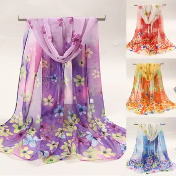

160*50cm Women Flower Print Long Soft Wrap Scarf Simulation Silk Shawl Scarves reusable face-mask Fashion Mouth Face Scarf
