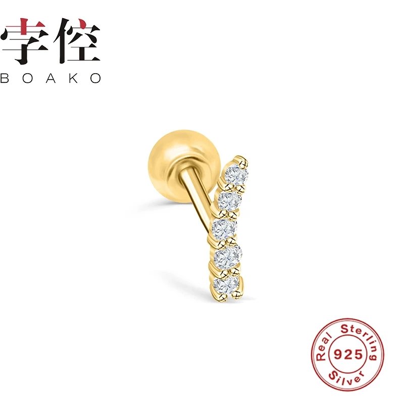 

BOAKO Single Row Diamond Earrings For Women 925 Sterling Silver Stud Earring Jewelry Zircone Earrings Bijou Pendientes Brincos