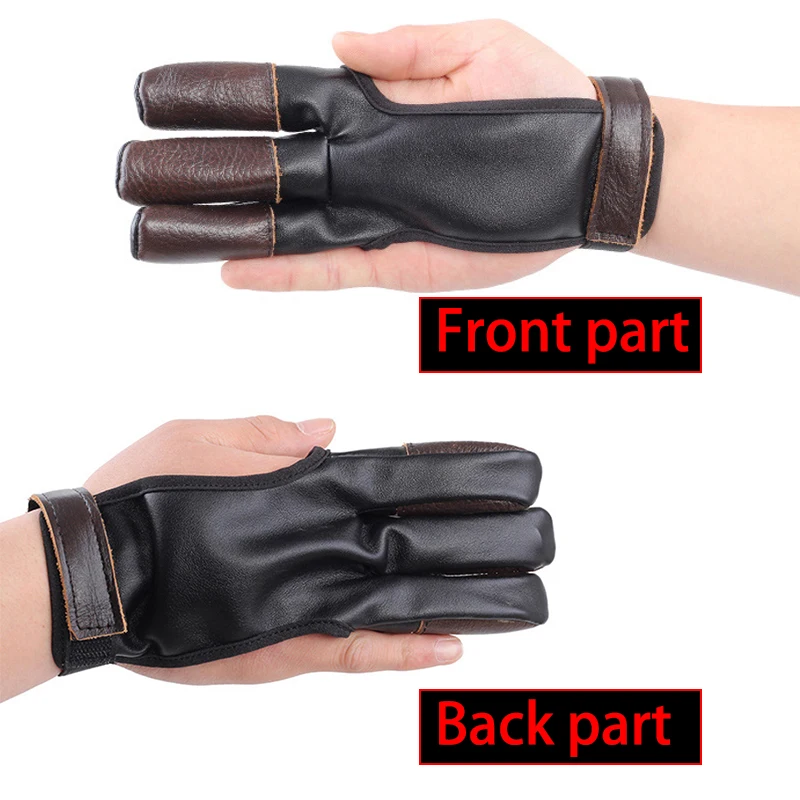 Hunting Leather Archery Three Finger Guard Glove  For Recurve/Compound Bow Training Gloves Fit Adult & Youth