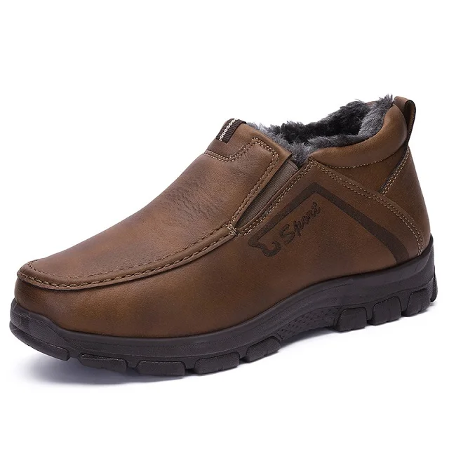QIYHONG/Роскошные Брендовые мужские зимние ботинки; теплые мужские полусапожки на меху; модные мужские деловой официальный офисный кожаный обувь - Цвет: Коричневый
