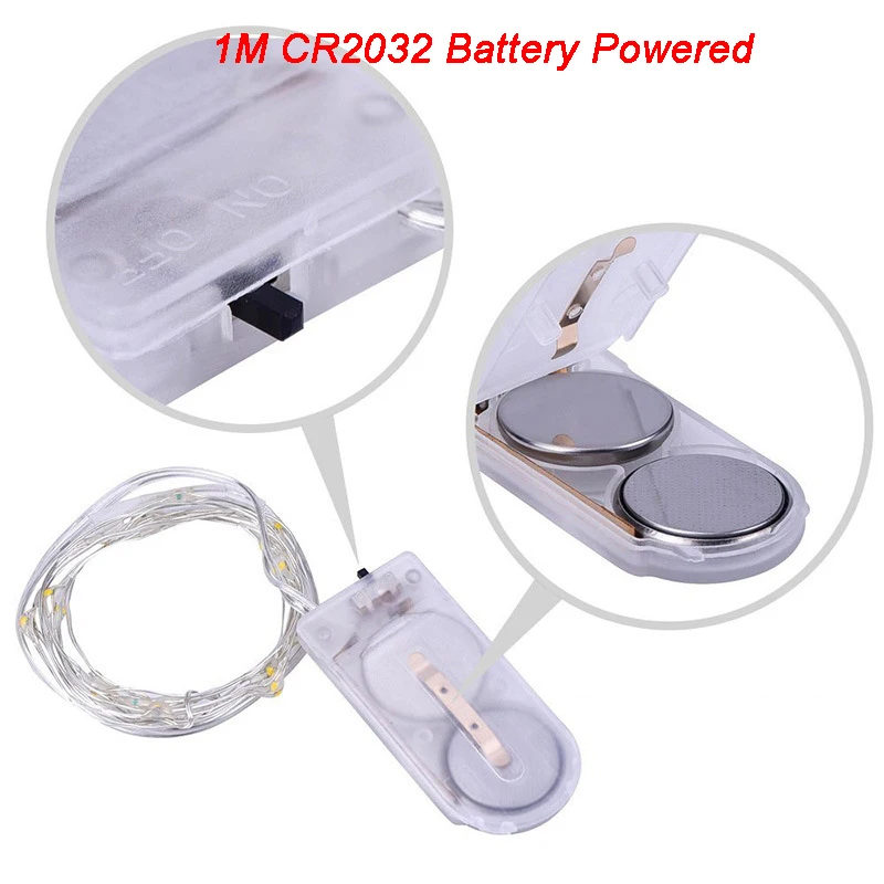 1M 10led CR2032 Год светодиодный светильник-гирлянда s Праздничная гирлянда Сказочный светильник наружный декоративный светильник ing Рождественские подарки украшение для свадебной вечеринки - Цвет: 1M 10led CR2032