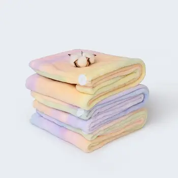 

Women Rainbow Colorful Towel Wrap Microfiber Absorbent Shower Quick Hair Dry Hat H55A