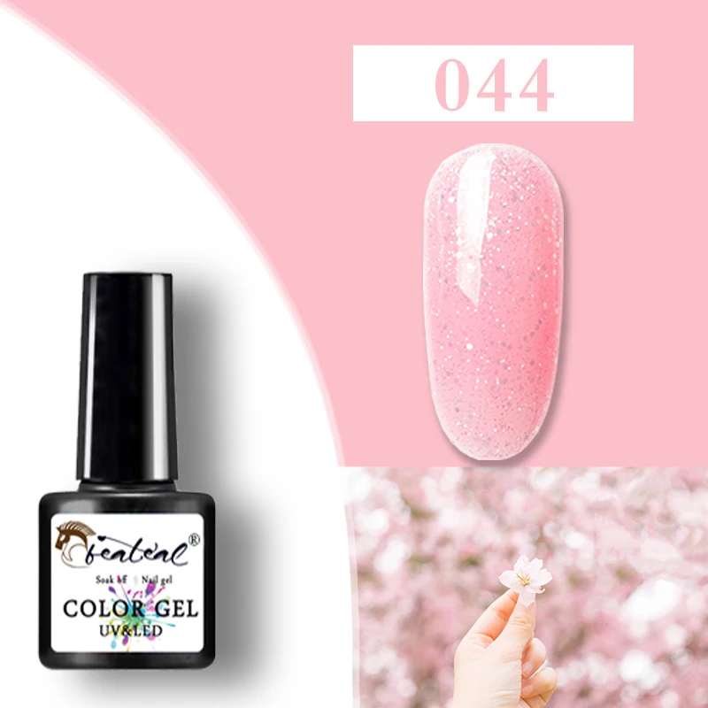 044 Beateal, 7,5 мл 80 Цвета красочные блестящие Lakier Hybrydowy био-Гели Soak Off Vernis перманентность, УФ-гель лак для ногтей маникюр гель для ногтей - Цвет: 044