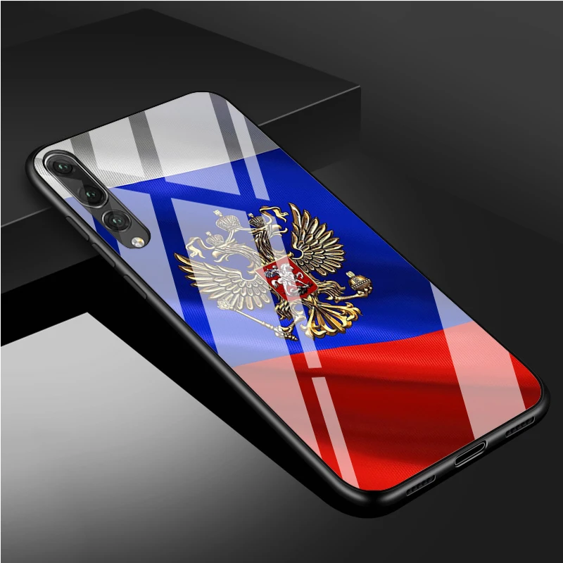 Russia Russian Flags Emblem Tempered Glass Phone Case For Huawei P20 P30 P40 P40 Lite Pro Psmart Mate 20 30 Cover Shell huawei silicone case Cases For Huawei