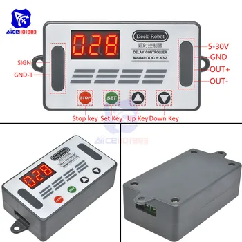 

DC 5 -30V Trigger Cycle Timer Delay Relay 3 Bit LED Digit Tube 4 Switch Button Dual MOS Delay Microcontroller with Case for Car