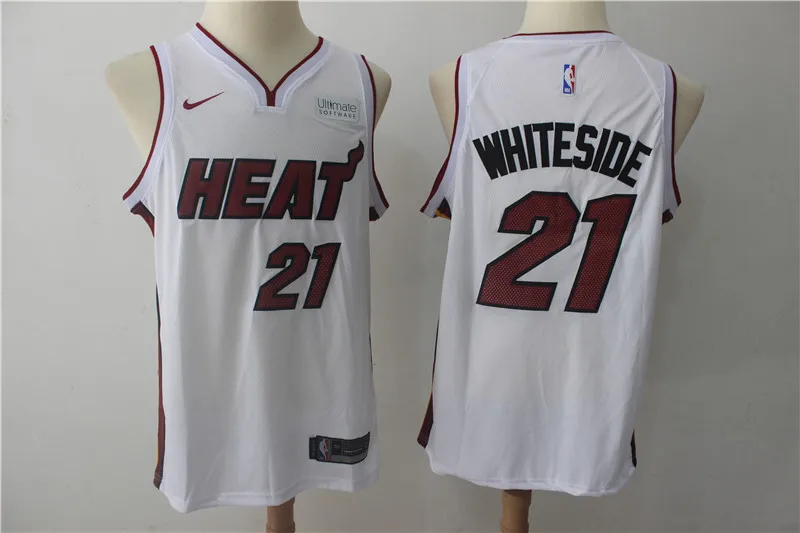 A+++ Качественная мужская футболка для взрослых#3 Dwyane Wade 7 Goran Dragic 21 Hassan Whiteside Jersey