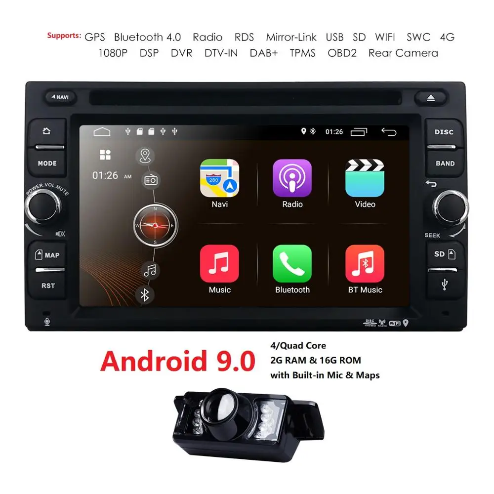 Flash Deal Hizpo 6.2 inch QUAD CORE 2DIN Car Navgation Radio For Universal Radio Nissan Mirror Link Steering Wheel Control GPS 1080P RDS EQ 1