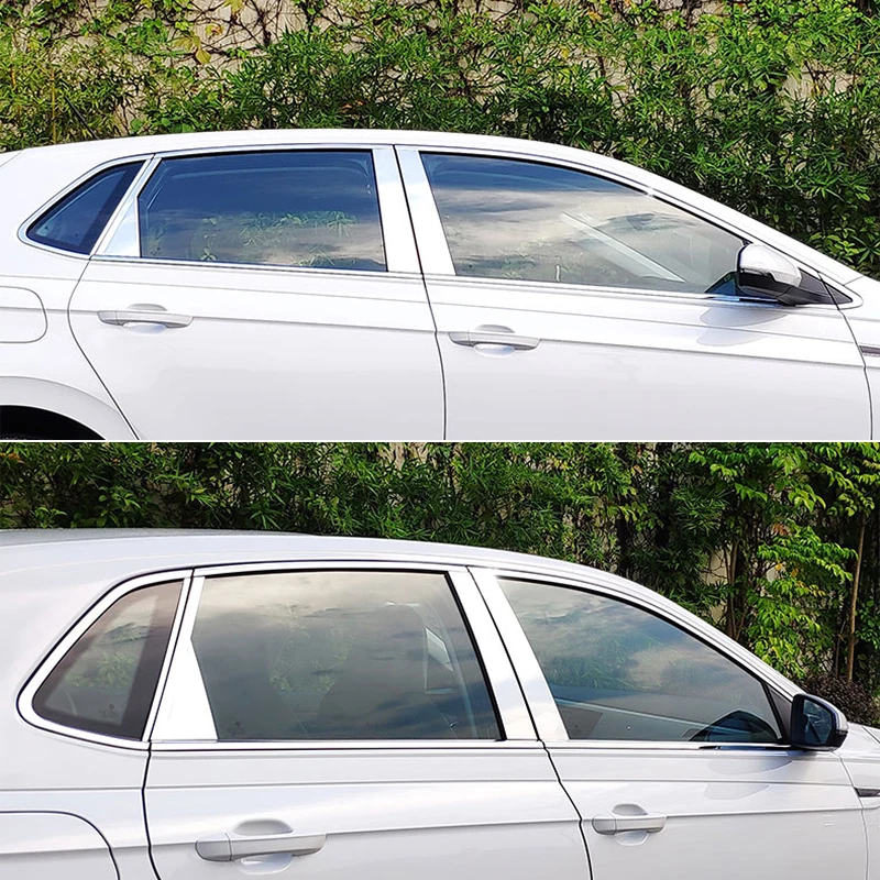 Автомобильный Стайлинг, автомобильная внешняя оконная лента с блестками, наклейки на рамку, автомобильные аксессуары для Volkswagen Polo Mk6 AW