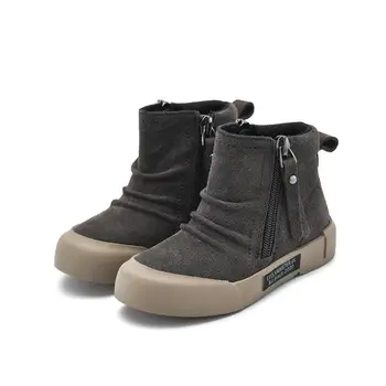 

Children's Shoes Autumn New boys girls Genuine leather Martin boots Anti-kick Soft bottom Wearable snow boots size 21-30