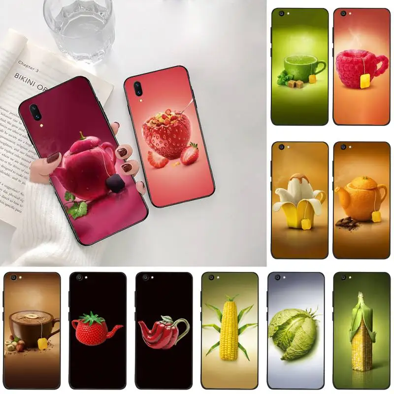 

Interesting fruit shape Black TPU Soft Phone Case Cover For Vivo Y91c Y17 Y51 Y67 Y55 Y93 Y81S Y19 V17 vivos5