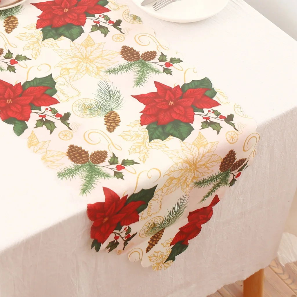 Christmas Holiday Dining Table Runner Christmas Wedding Champagne Table Runners Dining Room Restaurant Table Xmas Decoration 4 - Цвет: B