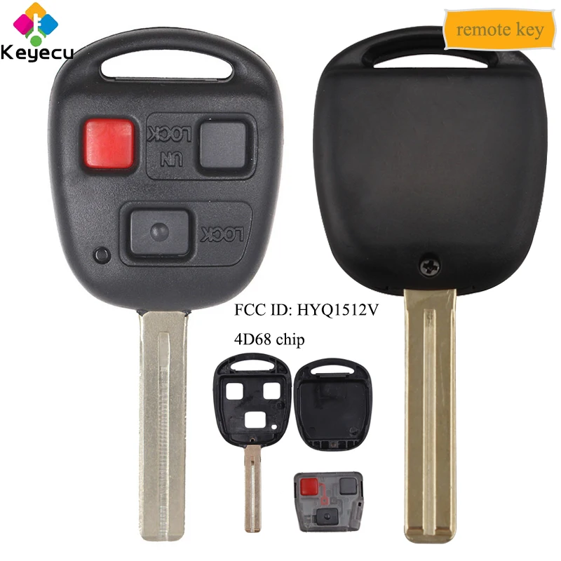 

KEYECU Remote Control Car Key With 2+1/ 3 Buttons & 4D68 Chip - FOB for Lexus GX470 2003-2009, LX470 2003-2008 FCC ID: HYQ1512V