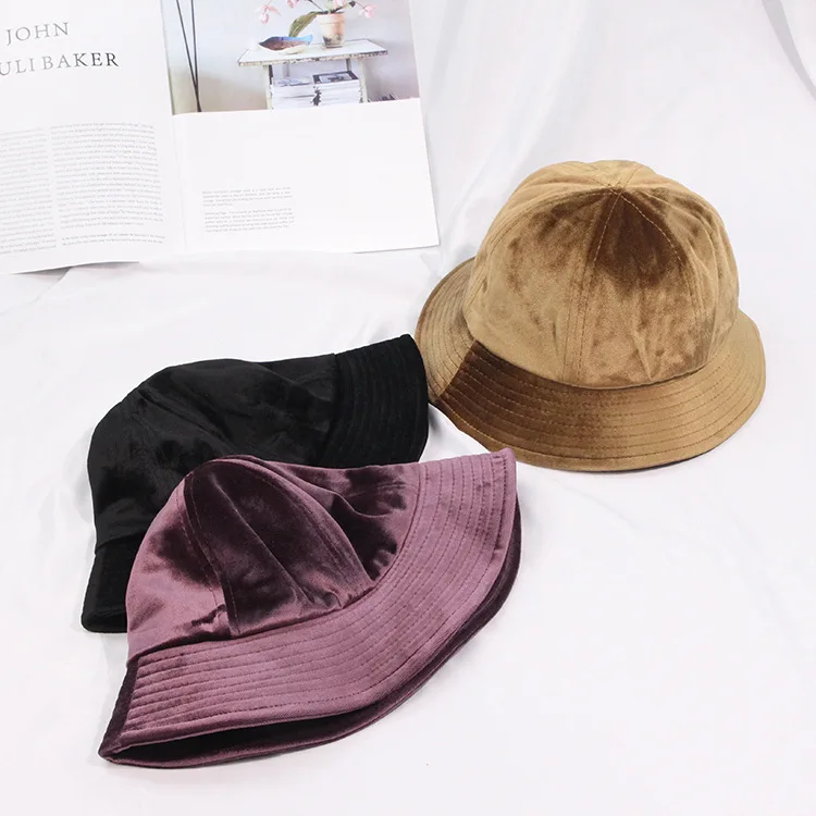 

Korean-style Autumn And Winter Warm Bucket Hat Gold Velvet Light Board Bucket Hat Casual Versatile Youth Students Topee Women's
