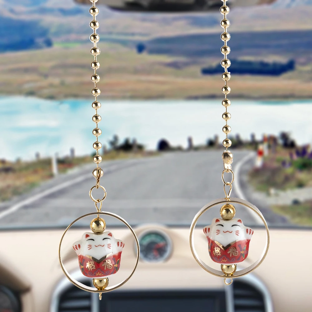 Новинка, подвеска для автомобиля Lucky Cat, милая модная Автомобильная подвеска для безопасности, зеркало переднего вида, украшение интерьера автомобиля