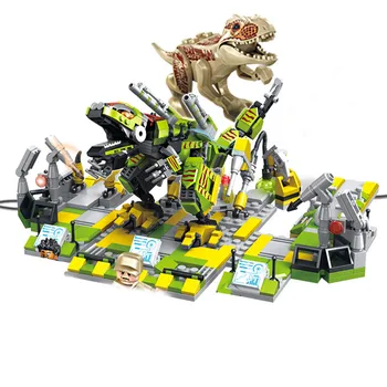 

1105pcs Jurassic 2 Dinosaur Mechanics World Tyrannosaurus Rex Dilophosaurus Velociraptor Building Block Brick Toys for Children