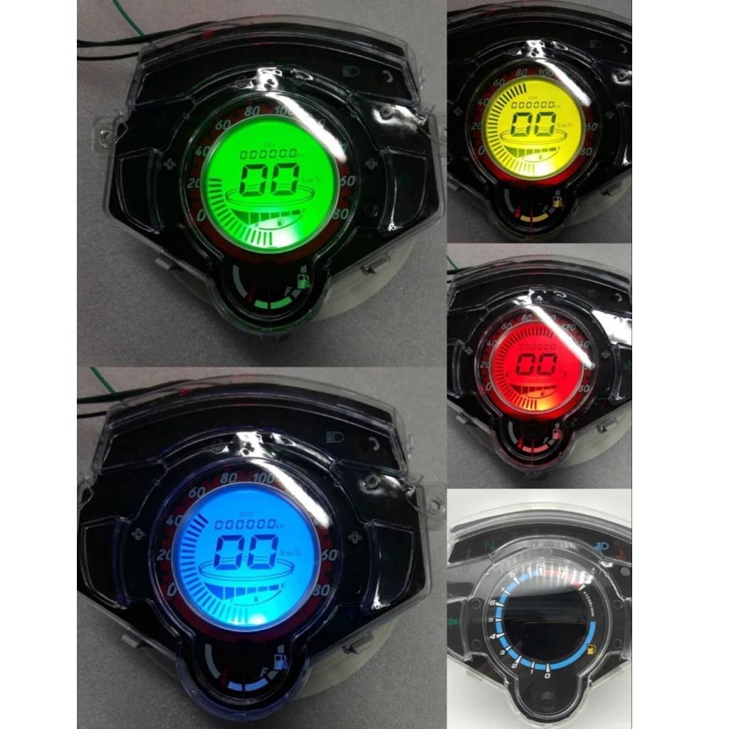 Motorcycle Moped Colorful LED Battery Level Gas Gauge Speedometer Tachometer Odometer