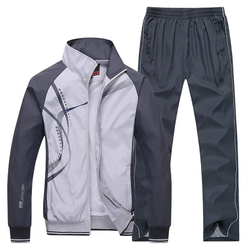 New Men Sportswear Tracksuit 2 Piece Sets Sports Suit Jacket+Pant Sweatsuit Male Fashion Print Clothing Size L-5XL Spring Autumn mens sweatsuits sets