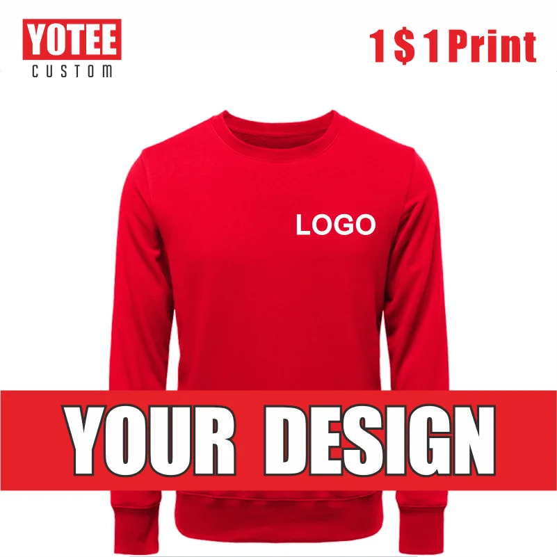 YOTEE Round Neck Sweater Cotton High-end Casual Logo Custom Embroidery Group Personal Logo Custom Round Neck Sweater photo