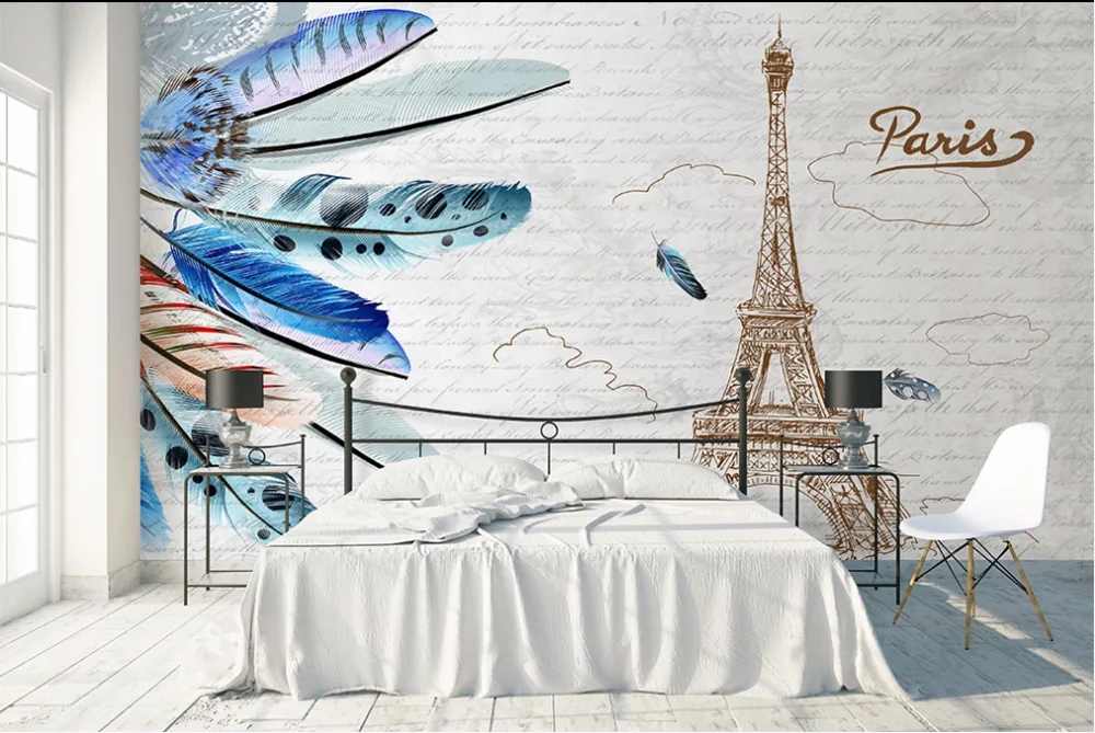 

Modern minimalist Nordic feather tower retro background wall paper-Professional customized wallpaper