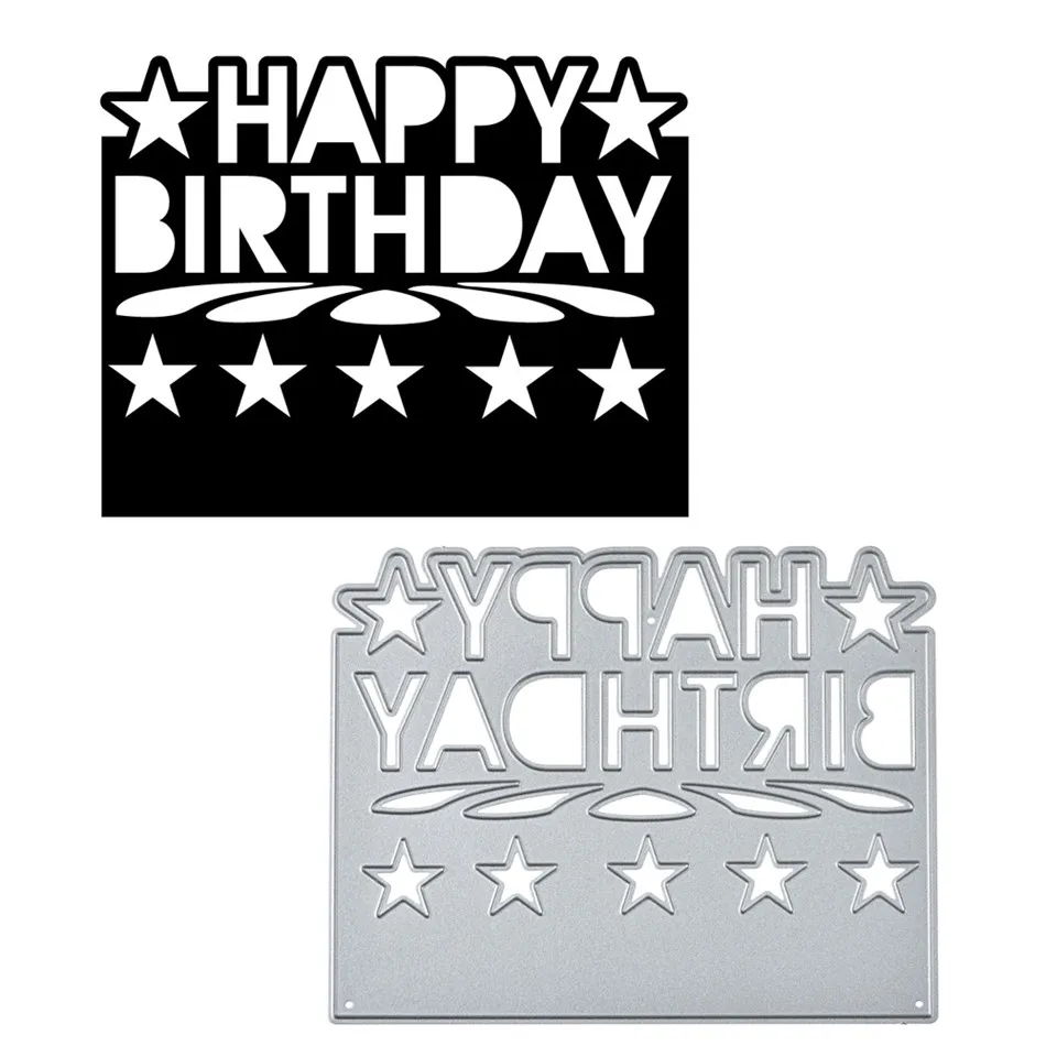 

YaMinSanNiO Happy Birthday Frame Metal Cutting Dies Scrapbooking New 2019 Craft Dies Embossing Stencil Card Making Decoration