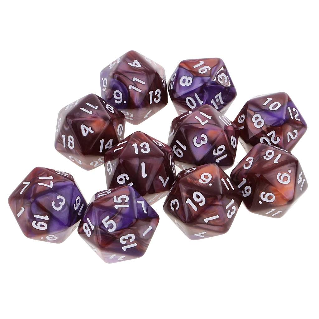 20 Sided D20 Dices Double Colors Dice for Playing D&D RPG Board Game Favours and Math Teaching, Pack of 10