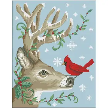 

Winter reindeer bird patterns Counted Cross Stitch 11CT 14CT 18CT DIY Cross Stitch Kits Embroidery Needlework Sets home decor