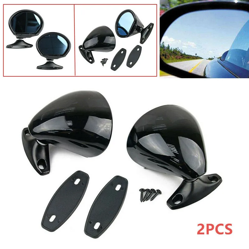 

Left & Right Universal Black Car Door Wing Blue Anti-glare Side View Mirror ABS