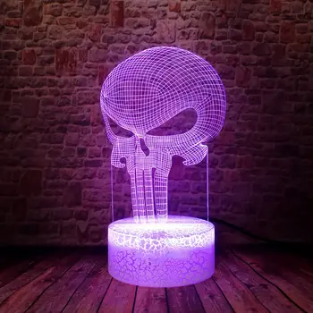 

Flash Marvel Superhero Model 3D Illusion LED Nightlight Colorful Changing Light Punisher action & toy figures