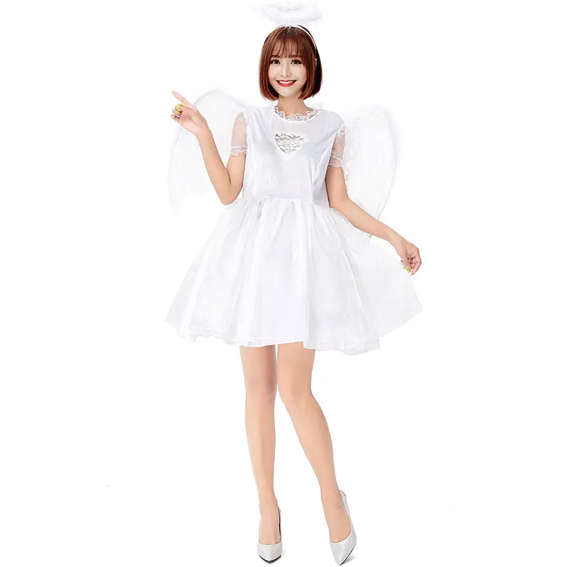 

Fallen Dark Angel Cosplay Devil Costume Halloween Lady Girls Wicked Demon Sexy Fancy Mini Black Goth Dress For Women With Wings