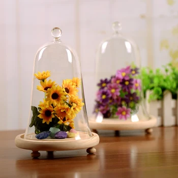 

2sets/pack Big Size Bell Shaped Glass Dome Vase Creative Glass Bell Cover Home Wedding Decorative Beautiful Promotion Gift