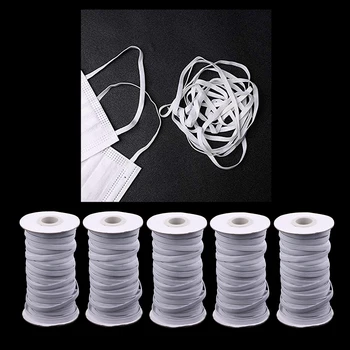 

5x Strong Stretchy Elastic Cord String Loop Beading Black&White 6mm Ribbon
