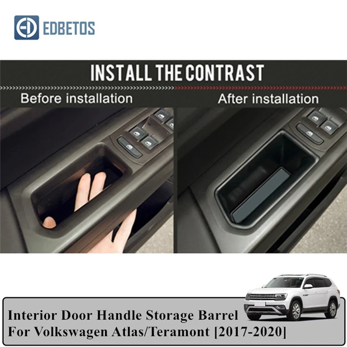 Front&Rear Door Handle Storage Box 4*Plastic Black For Volkswagen VW Atlas 2018