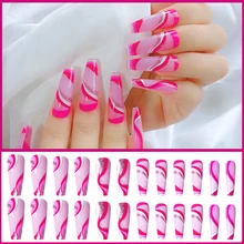 

24pcs/box Full Cover Fake Nails Long Coffin Acrylic Ballerina Nail Tips DIY Manicure Nail Art Tools Pressed On The Nails