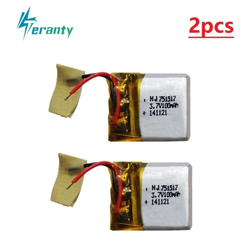 3,7 V 100mAh 751517 литий-полимерный аккумулятор CX-10 CX-12 JJ810 дистанционный Квадрокоптер 3,7 V Lipo bettery от 1 шт. до 10 шт