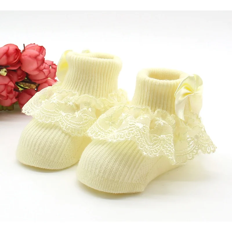 Популярные кружевные детские носки с бантом хлопоковый для новорожденных малышей носки для девочек носки для малышей вечерние носки принцессы