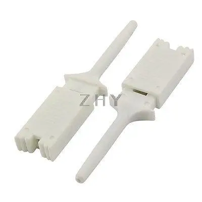 

10 Pcs Plastic Multimeter Test Hook Clip Grabber White 1.9" for PCB SMD IC