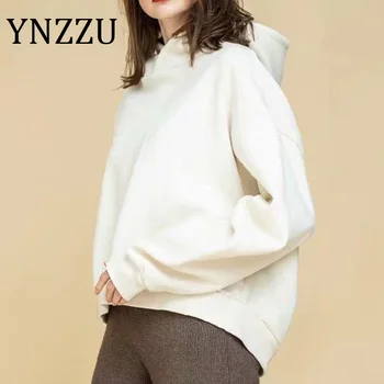 

YNZZU Solid Camel Hoodie Women Casual Women's Clothing 2020 Spring Loose Hooded Pullover Fleece Warm Classic Sweatshirt AT531