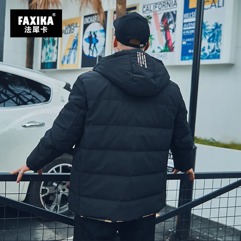 FAXIKA, большой размер, мужской пуховик, короткий параграф, камуфляжная, толстая, свободная, удобрение, увеличенное, зимнее пальто