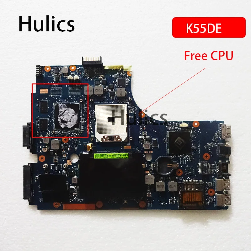 Материнская плата Hulics K55DR для ноутбука Asus K55DE материнская K55N DDR3 с бесплатным ЦПУ |