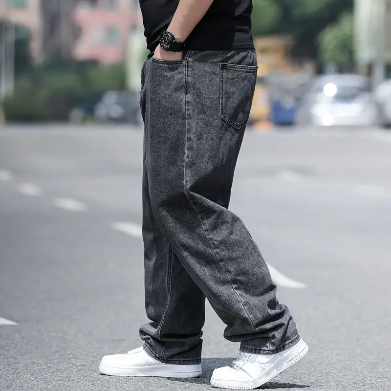 Oversize Loose Jeans denim pants denim trousers 10XL Men's Clothing Elastic Waist Denim Pants Plus Size 48 Cotton Straight Denim Trousers Mens Streetwear