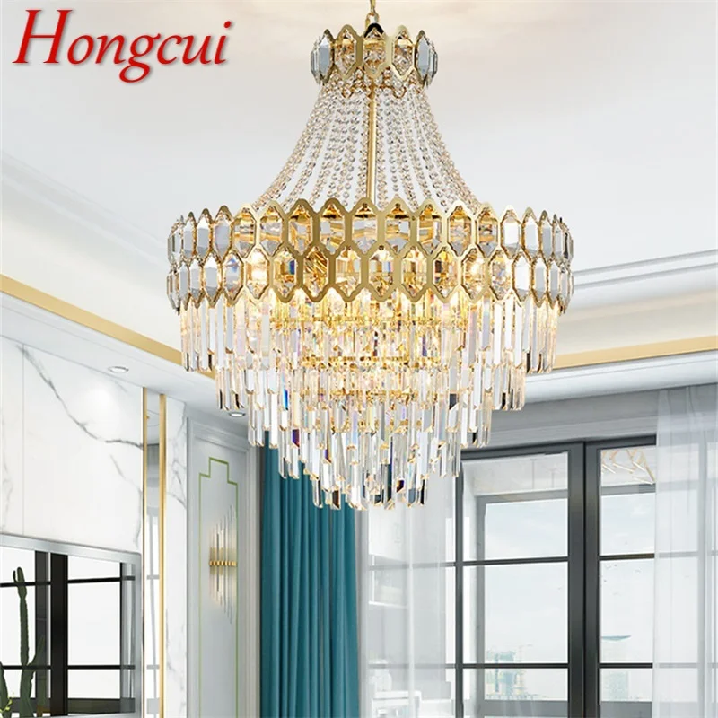 

Hongcui Hanging Chandelier Crystal Modern LED Luxury Fixtures Home Decorative For Living Room Dining Room Villa Duplex