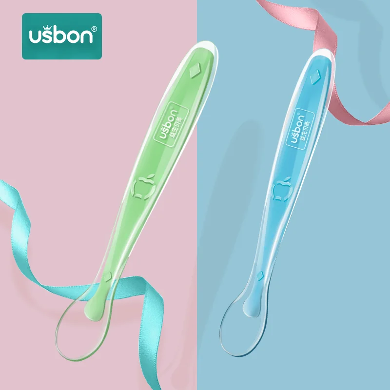 Usbon 2 шт., силиконовая ложка, детские ложки, посуда для кормления, детская посуда, столовые приборы, ложка, инструменты для лоскутного шитья, набор супов, половник
