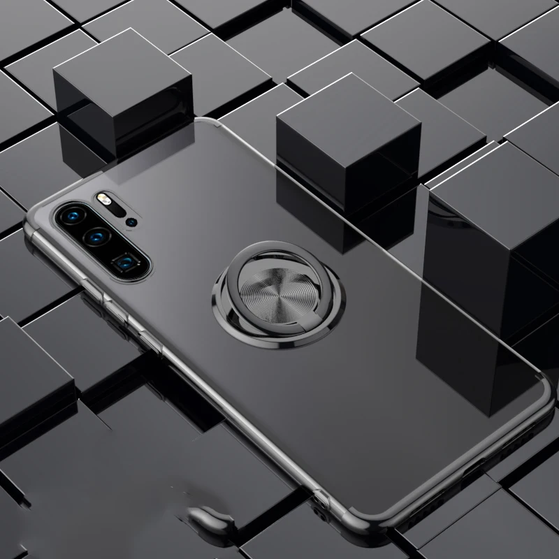 Прозрачное Кольцо из ТПУ чехол для телефона для huawei P30 P20 Lite mate 20 30 Pro 10 Роскошный чехол для huawei P Smart Z Plus чехол s - Цвет: ClearBlack01