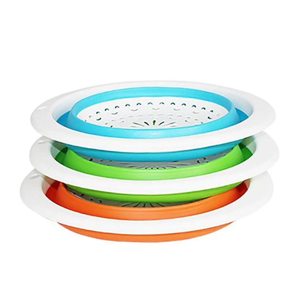 Creative Ractable Folding Clean Draining Multi-functional Basket Kitchen Washing Fruit Storage Basket Smart Kitchen Gadget