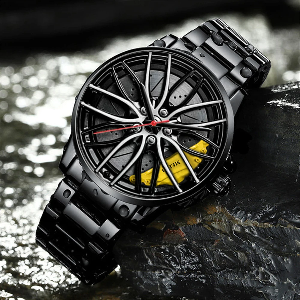 Mens Luxury Watches Sports Car Watches 3D Sport Rim Hub Wheel Wristwatch Car Quartz Men's Watches Creative Relogio Masculino