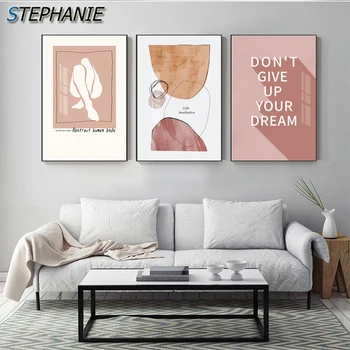 Billige Nordic Rosa Muster Text Wand Poster Druck Moderne Abstrakte Gemälde Wand Kunst Für Wohnzimmer Restaurant Studio Salon Dekoration