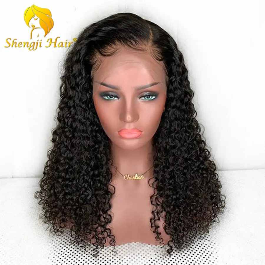 Бразильские волосы remy 150% плотность кудрявые полностью кружевные человеческие волосы парики для черных женщин предварительно выщипанные волосы с волосами младенца FUHSI