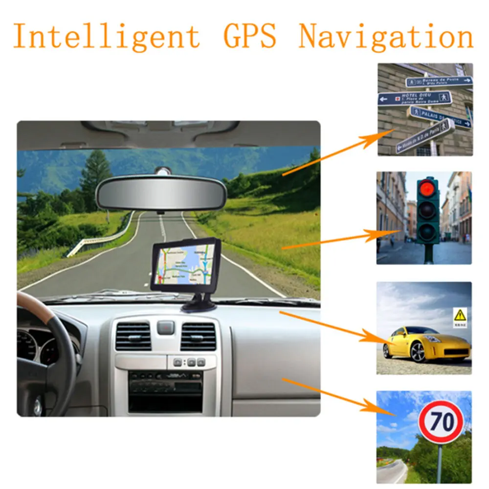 7 дюймов gps навигация 8 Гб Память сенсорный экран HD Европа Северная американская карта Wince система fm-передатчик автомобильный грузовик gps навигатор