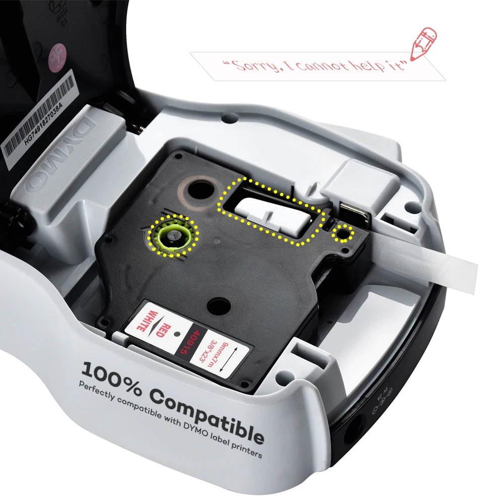 Yance 40915 красно Белая лента для этикеток фотопринтер диаметром 9 мм кассета Dymo LM160