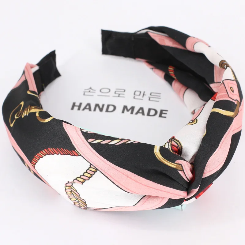 Print Top Knot Stirnband Breites Kreuz Vintage Elastisches Haarband Turban Haarschmuck Schleife Haarband Bänder Geknoteter Frauen Kopfschmuck – Detail 7